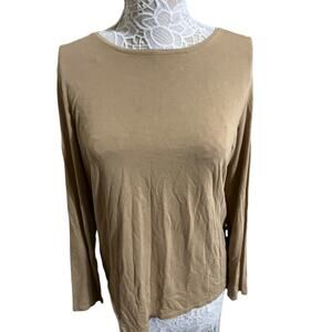 Chicos Ultimate Long Sleeve Tee Beige- Cozy Layering Piece- Womens Size Large